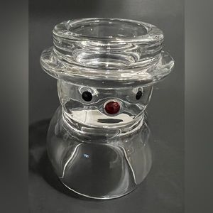 Hand Blown Glass Snowman Tealight Candle Holder